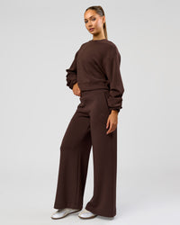 Woman wearing Elevate SoftTouch Draped Sleeve Sweater - Hot Chocolate | Model:Claire | Size:XS | Thumbnail Index: 6