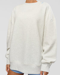 Woman wearing Strong is Beautiful Oversized Sweater - Silver Marl | Model:Georgia | Size:XS | Thumbnail Index: 4