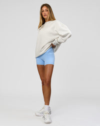 Woman wearing Strong is Beautiful Oversized Sweater - Silver Marl | Model:Georgia | Size:XS | Thumbnail Index: 14