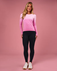 Woman wearing AeroFLX+ Seamless Long Sleeve Tee - Ultra Pink/Marshmallow Dip Dye | Model:Issy | Size:XS | Thumbnail Index: 3