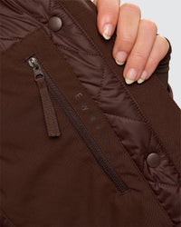 Woman wearing Auxiliary 2.0 Longline Jacket - Hot Chocolate | Model:Issy | Size:XS | Thumbnail Index: 6