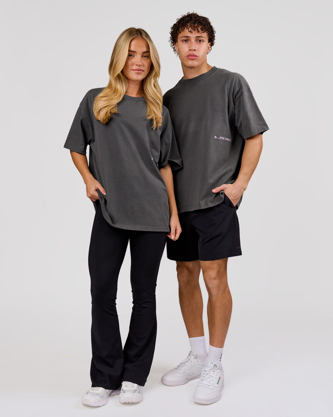 Woman wearing Backline Washed Heavyweight Oversized Tee - Asphalt Washed | Model:Issy | Size:XS - view 16