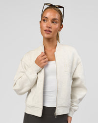 Woman wearing Bomber ZeroCrease Spacer Jacket - Silver Marl | Model:Issy | Size:XS | Thumbnail Index: 0