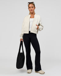 Woman wearing Bomber ZeroCrease Spacer Jacket - Silver Marl | Model:Issy | Size:XS | Thumbnail Index: 3