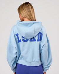 Woman wearing Distress French Terry Full Zip Hoodie - Open Air | Model:Issy | Size:XS | Thumbnail Index: 3