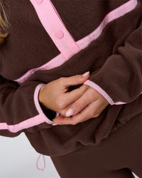 Woman wearing Expedition Pop Over - Hot Chocolate-Pink Rose | Model:Issy | Size:XS | Thumbnail Index: 8