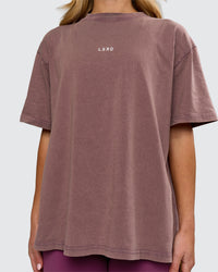 Woman wearing Go-To FLXCotton Oversized Tee - Cocoa Powder Washed-White | Model:Issy | Size:XS | Thumbnail Index: 1