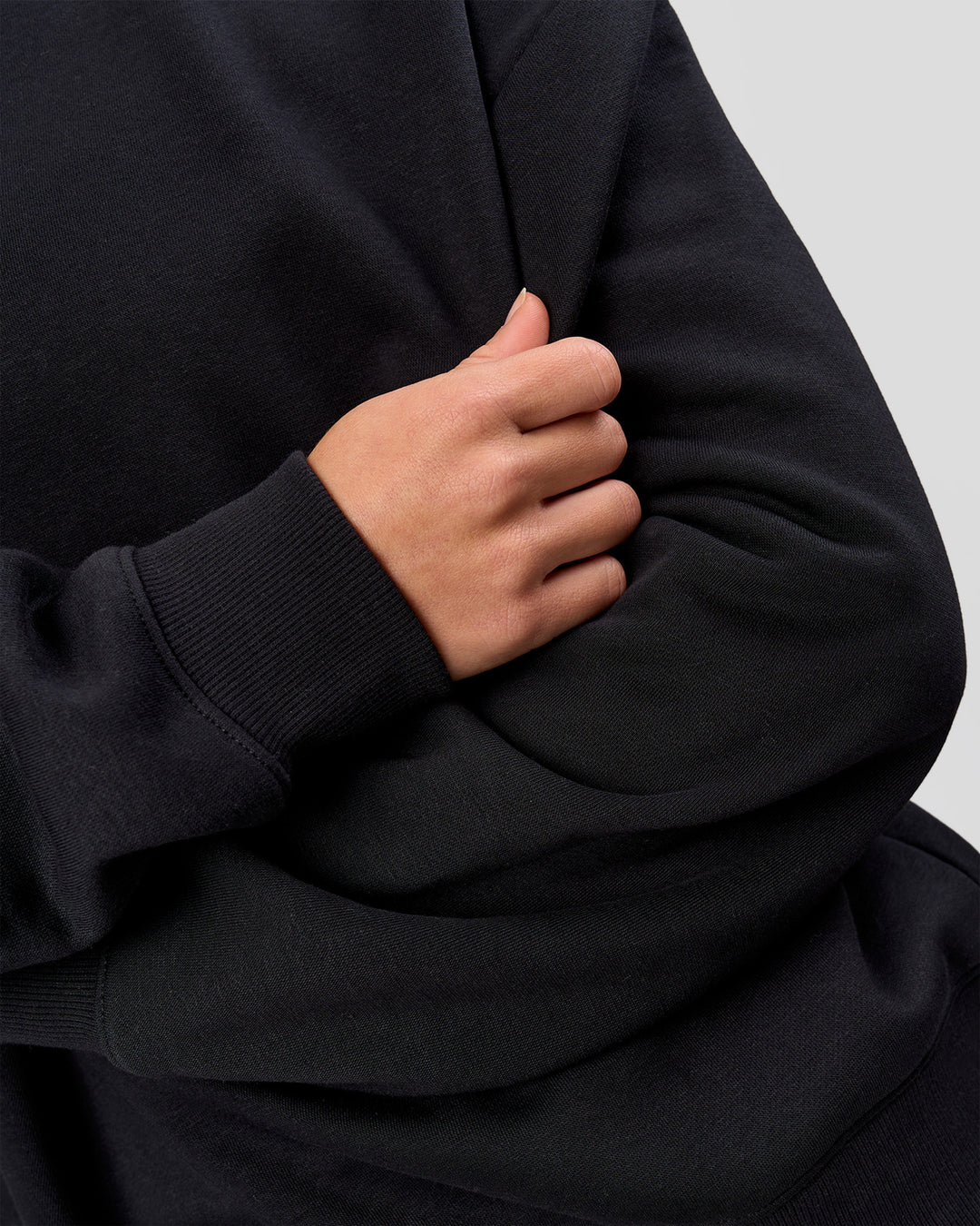 Woman wearing Go-To Oversized Sweater - Black | Model:Issy | Size:XS - view 7