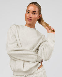 Woman wearing Go-To Oversized Sweater - Silver Marl | Model:Issy | Size:XS | Thumbnail Index: 3