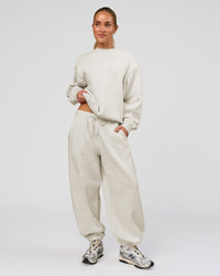 Woman wearing Go-To Oversized Sweater - Silver Marl | Model:Issy | Size:XS | Thumbnail Index: 6
