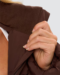 Woman wearing Go-To Puffer Jacket - Hot Chocolate | Model:Issy | Size:XS | Thumbnail Index: 8