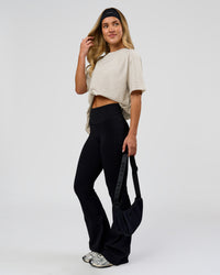 Woman wearing Go-To Script FLXCotton Oversized Tee - Silver Marl-White | Model:Issy | Size:XS | Thumbnail Index: 4