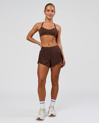 Woman wearing Infinity Sports Bra - Hot Chocolate | Model:Issy | Size:XS | Thumbnail Index: 3