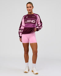 Woman wearing Power Sweater - Cherry Lacquer-Boysenberry | Model:Issy | Size:XS | Thumbnail Index: 2