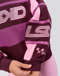 Woman wearing Power Sweater - Cherry Lacquer-Boysenberry | Model:Issy | Size:XS | Thumbnail Index: 4