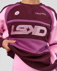 Woman wearing Power Sweater - Cherry Lacquer-Boysenberry | Model:Issy | Size:XS | Thumbnail Index: 5