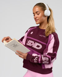 Woman wearing Power Sweater - Cherry Lacquer-Boysenberry | Model:Issy | Size:XS | Thumbnail Index: 8