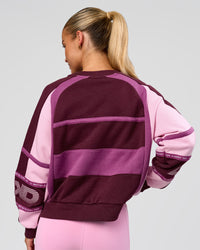 Woman wearing Power Sweater - Cherry Lacquer-Boysenberry | Model:Issy | Size:XS | Thumbnail Index: 9