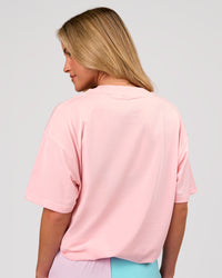 Woman wearing Sideline FLXCotton Oversized Tee - Marshmallow-Jelly Mint | Model:Issy | Size:XS | Thumbnail Index: 15