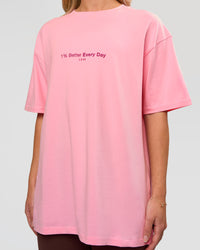 Woman wearing VS6 1% Better FLXCotton Oversize Tee - Pink Rose | Model:Issy | Size:XS | Thumbnail Index: 5