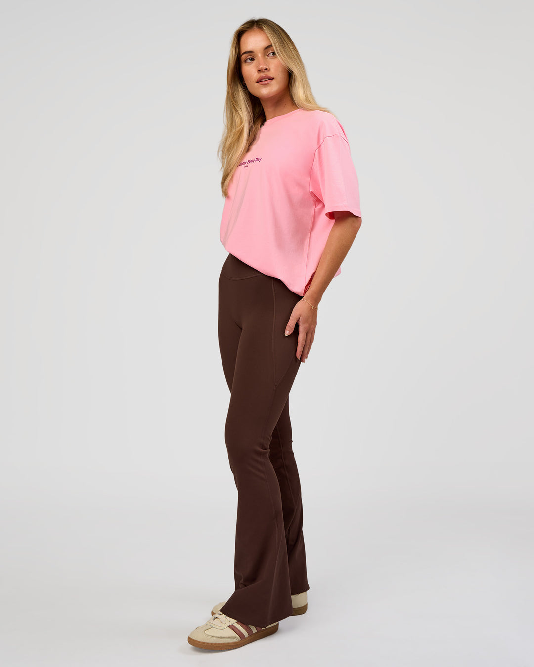 Woman wearing VS6 1% Better FLXCotton Oversize Tee - Pink Rose | Model:Issy | Size:XS - view 15