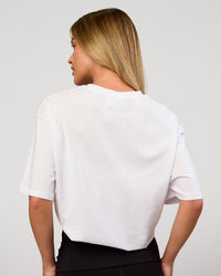 Woman wearing VS6 1% Better FLXCotton Oversize Tee - White | Model:Issy | Size:XS | Thumbnail Index: 11