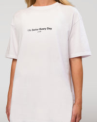 Woman wearing VS6 1% Better FLXCotton Oversize Tee - White | Model:Issy | Size:XS | Thumbnail Index: 12