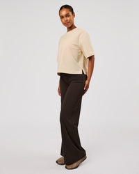 Woman wearing AfterDark ZeroCrease Cropped Tee - Vanilla Bean | Model:Jordan | Size:XS | Thumbnail Index: 5