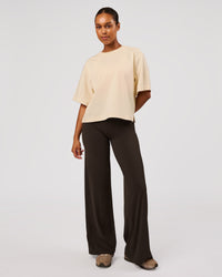 Woman wearing AfterDark ZeroCrease Cropped Tee - Vanilla Bean | Model:Jordan | Size:XS | Thumbnail Index: 6