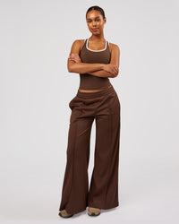 Woman wearing Flow Rep Scoop Neck Tank - Hot Chocolate-White | Model:Jordan | Size:XS | Thumbnail Index: 3
