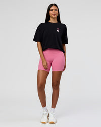 Woman wearing Archive FLXCotton Oversized Tee - Black-Candy Pink | Model:Rhiley | Size:XS | Thumbnail Index: 5