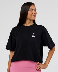 Woman wearing Archive FLXCotton Oversized Tee - Black-Candy Pink | Model:Rhiley | Size:XS | Thumbnail Index: 8