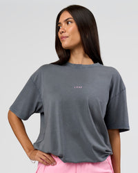 Woman wearing Built On Values FLXCotton Oversized Tee - Dark Storm Washed-Pink Rose | Model:Rhiley | Size:XS | Thumbnail Index: 11