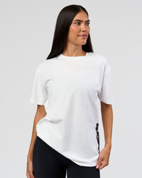 Woman wearing Clear Vision Heavyweight FLXCotton Oversized Tee - White-Black | Model:Rhiley | Size:XS | Thumbnail Index: 3