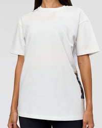Woman wearing Clear Vision Heavyweight FLXCotton Oversized Tee - White-Black | Model:Rhiley | Size:XS | Thumbnail Index: 12