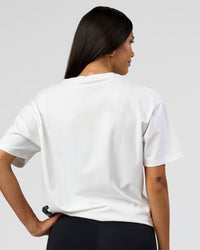 Woman wearing Clear Vision Heavyweight FLXCotton Oversized Tee - White-Black | Model:Rhiley | Size:XS | Thumbnail Index: 13
