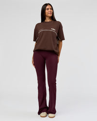 Woman wearing Inline Heavyweight FLXCotton Oversized Tee - Hot Chocolate-Off White | Model:Rhiley | Size:XS | Thumbnail Index: 12