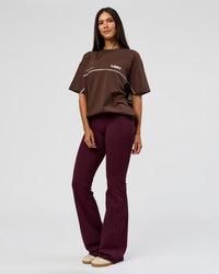 Woman wearing Inline Heavyweight FLXCotton Oversized Tee - Hot Chocolate-Off White | Model:Rhiley | Size:XS | Thumbnail Index: 14