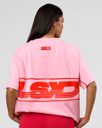 Woman wearing Inline Heavyweight FLXCotton Oversized Tee - Pink Rose-Flame | Model:Rhiley | Size:XS | Thumbnail Index: 2