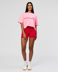 Woman wearing Inline Heavyweight FLXCotton Oversized Tee - Pink Rose-Flame | Model:Rhiley | Size:XS | Thumbnail Index: 11