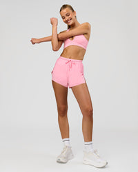 Woman wearing Accelerate 3" High-Rise Running Short - Pink Rose | Model:Taneisha | Size:XS | Thumbnail Index: 2
