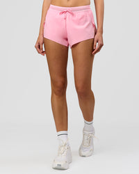 Woman wearing Accelerate 3" Mid-Rise Running Short - Pink Rose | Model:Taneisha | Size:XS | Thumbnail Index: 7