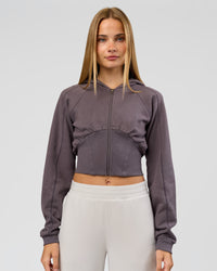 Woman wearing Bend Contour Silhouette Zip Through Hoodie - Duskstone | Model:Taneisha | Size:XS | Thumbnail Index: 0