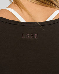 Woman wearing Boatneck FLXCotton Baby Tee - Ground Coffee | Model:Taneisha | Size:XS | Thumbnail Index: 10