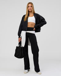 Woman wearing Bomber ZeroCrease Spacer Jacket - Black | Model:Taneisha | Size:XS | Thumbnail Index: 7