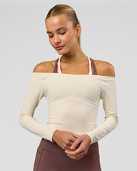 Woman wearing Bree Bardot Long Sleeve Top - Vanilla Bean | Model:Taneisha | Size:XS | Thumbnail Index: 4