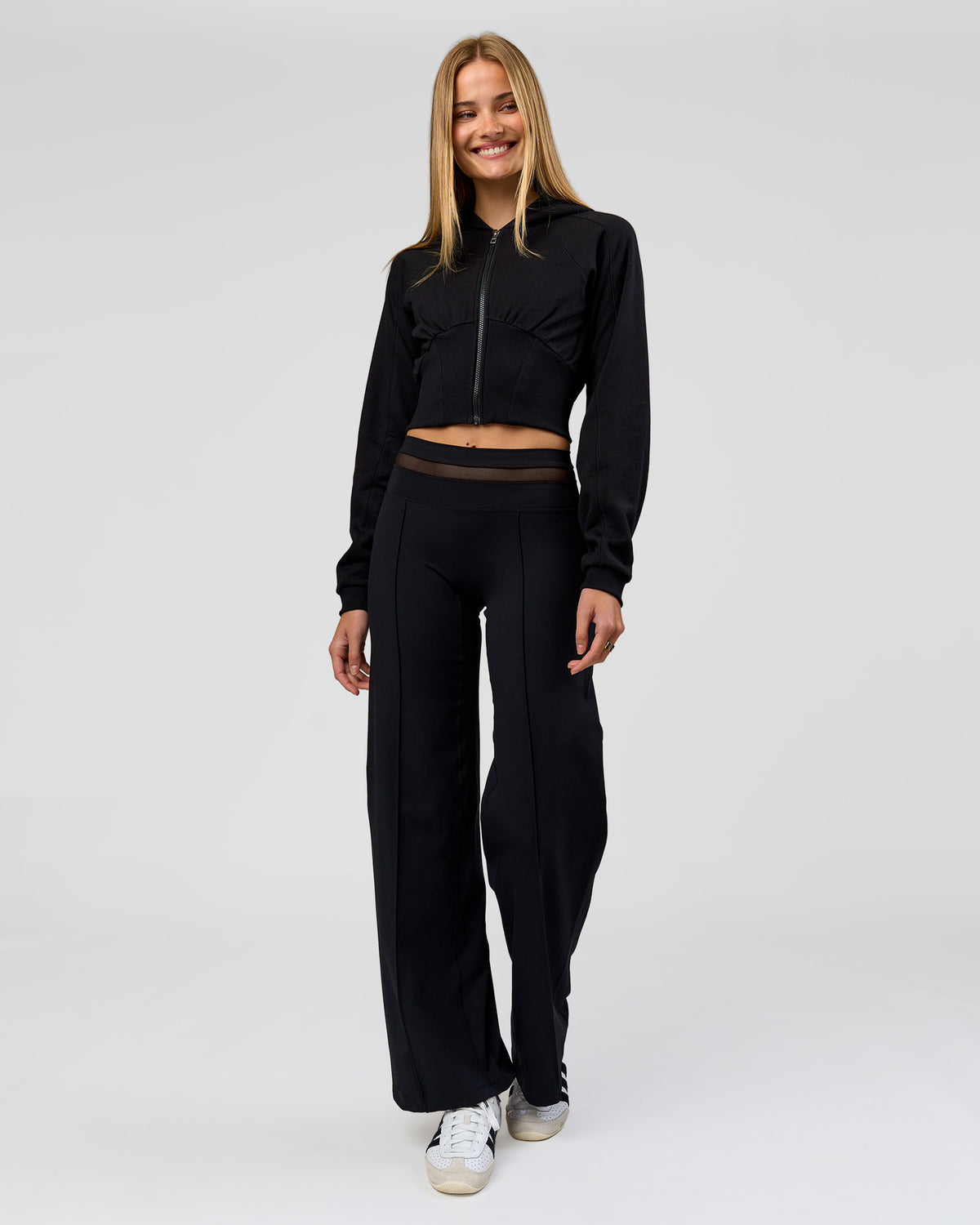 Woman wearing Dare Wide Leg Pant - Black | Model:Taneisha | Size:XS - view 2