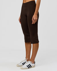 Woman wearing Deep V-Contour High-Rise Flared Capri - Ground Coffee | Model:Taneisha | Size:XS | Thumbnail Index: 4