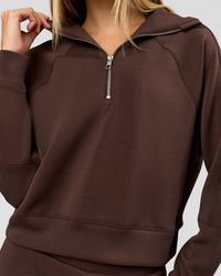 Woman wearing Elevate SoftTouch 1/2 Zip Sweater - Hot Chocolate | Model:Taneisha | Size:XS | Thumbnail Index: 2