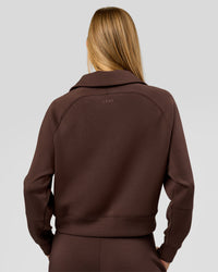 Woman wearing Elevate SoftTouch 1/2 Zip Sweater - Hot Chocolate | Model:Taneisha | Size:XS | Thumbnail Index: 4